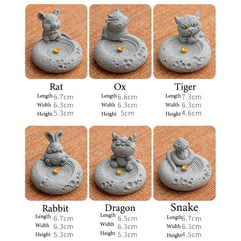 Buddha Stones Chiński Zodiak Uzdrawiający Kadzidło Palnik Dekoracja Biurka
