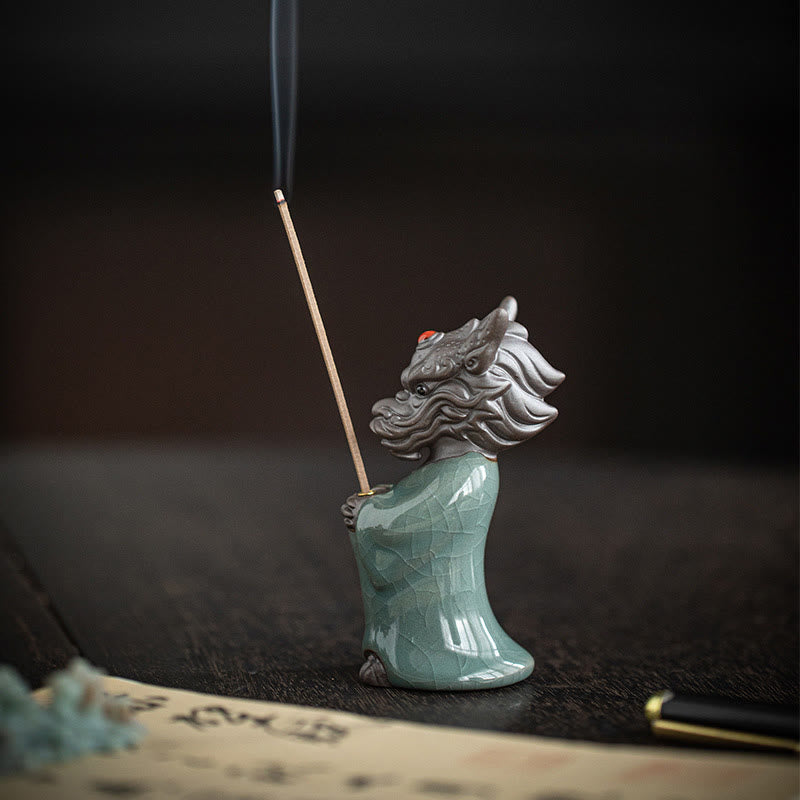 Buddha Stones Modlący się Król Smoków Podstawa Lotosu Fu Charakter Ceramiczny Uzdrawiający Kadzielnica Dekoracja Biurka