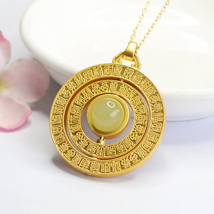 Buddha Stones Hetian Jade Sto Błogosławieństw Fu Charakter Szczęście Obrotowy Naszyjnik Wisiorek