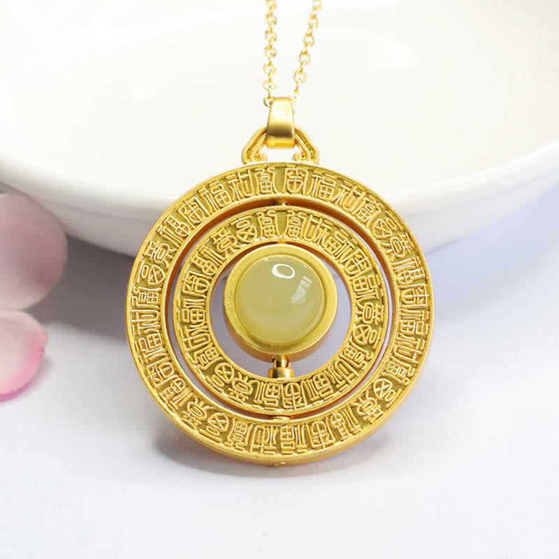 Buddha Stones Hetian Jade Sto Błogosławieństw Fu Charakter Szczęście Obrotowy Naszyjnik Wisiorek