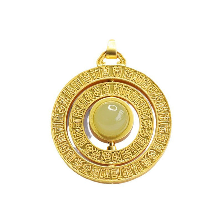 Buddha Stones Hetian Jade Sto Błogosławieństw Fu Charakter Szczęście Obrotowy Naszyjnik Wisiorek