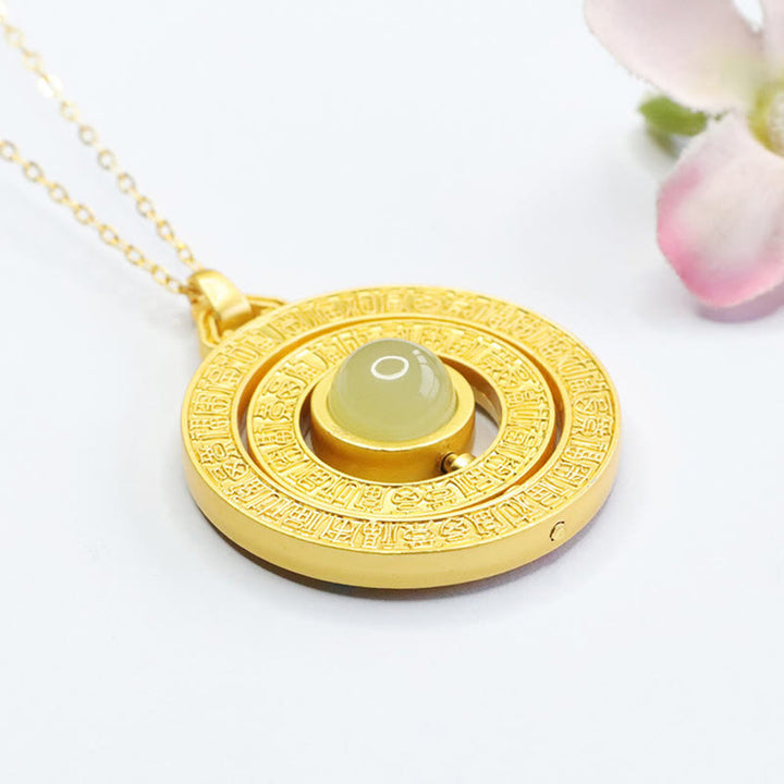Buddha Stones Hetian Jade Sto Błogosławieństw Fu Charakter Szczęście Obrotowy Naszyjnik Wisiorek