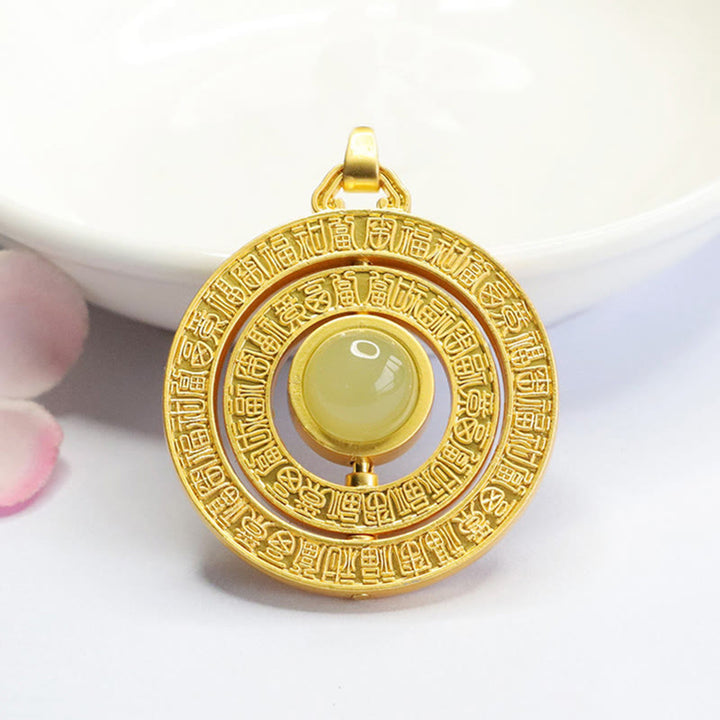 Buddha Stones Hetian Jade Sto Błogosławieństw Fu Charakter Szczęście Obrotowy Naszyjnik Wisiorek