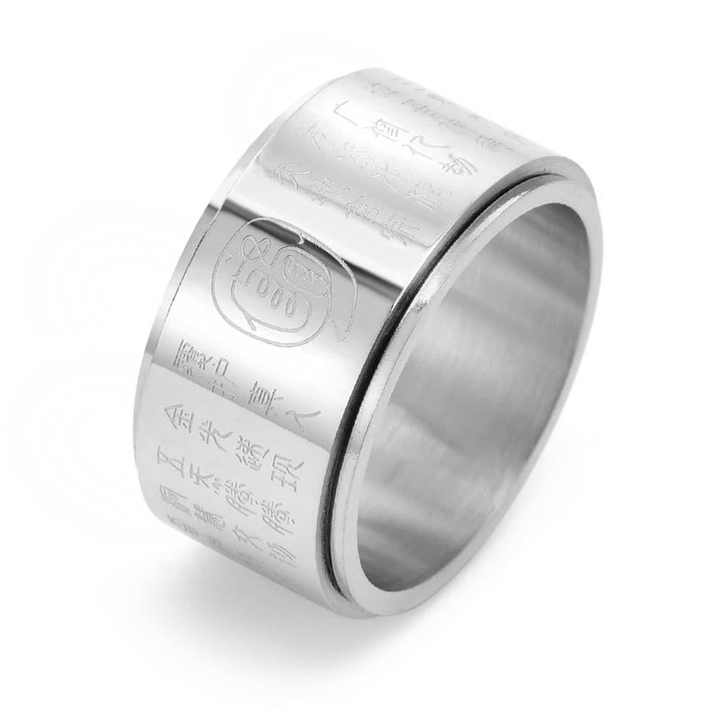Buddha Stones Tybetańskie Złote Światło Mantra Tytanowa Stal Gładka Powierzchnia Spinner Balance Ring