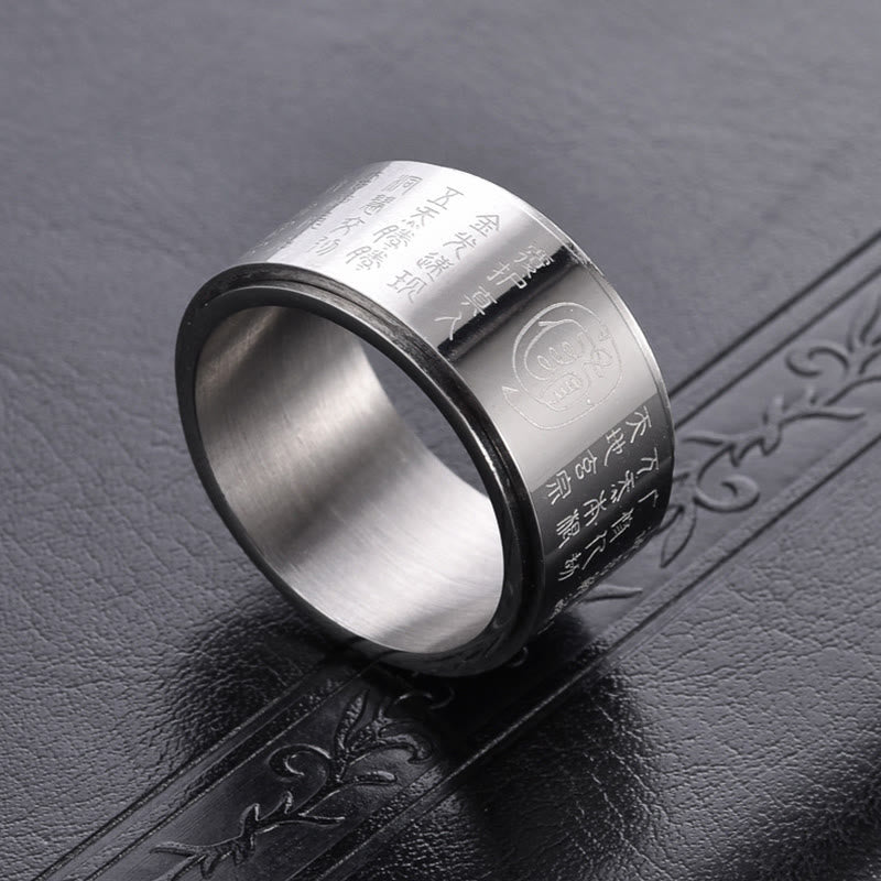 Buddha Stones Tybetańskie Złote Światło Mantra Tytanowa Stal Gładka Powierzchnia Spinner Balance Ring