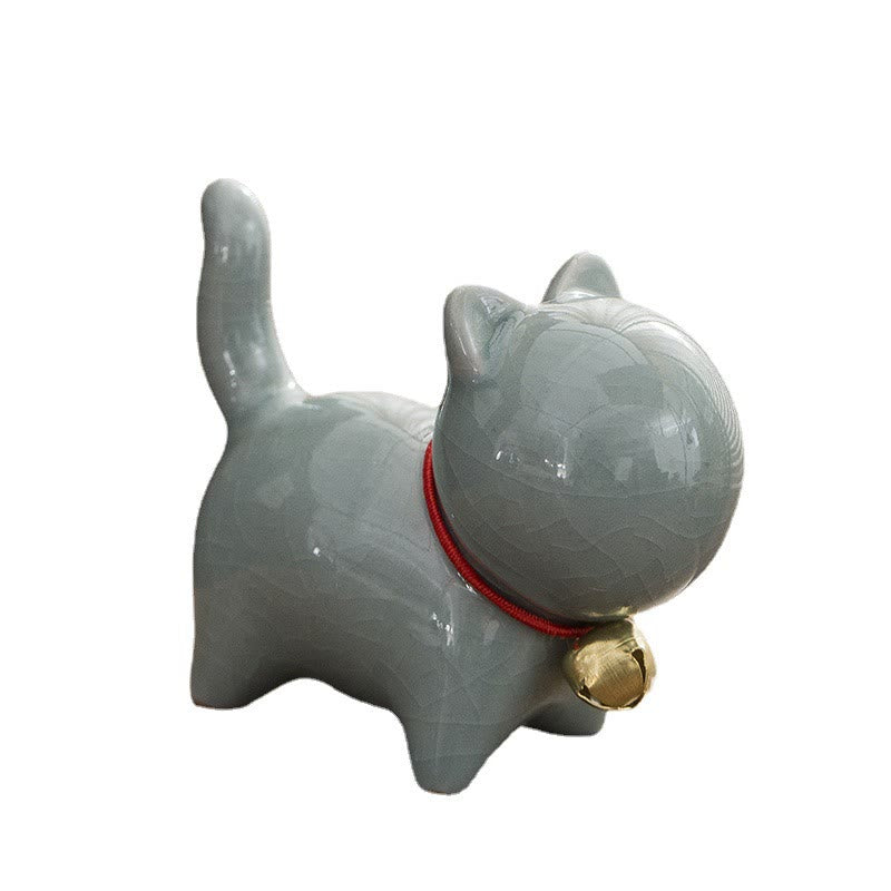 Buddha Stones Mini Słodkie Szczęśliwe Dzwonki Kot Herbata Zwierzę Ceramiczne Figurka Dekoracja Biurka Domowego - image 18