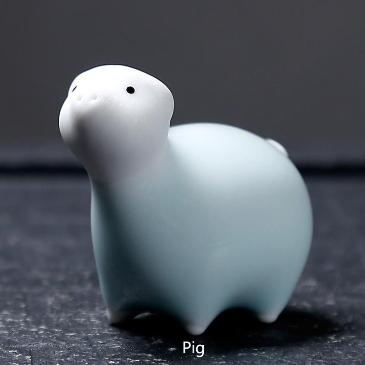 Buddha Stones Chiński Zodiak Ceramiczna Herbata Zwierzę Dom Dekoracja - Biała Świnka 6,1*5,6 cm - image 31