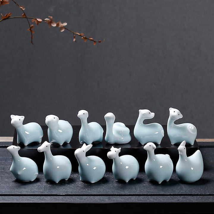 Buddha Stones Chiński Zodiak Ceramiczna Herbata Zwierzę Dom Dekoracja - image 18