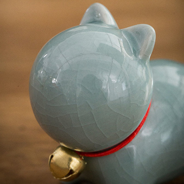 Buddha Stones Mini Słodkie Szczęśliwe Dzwonki Kot Herbata Zwierzę Ceramiczne Figurka Dekoracja Biurka Domowego - image 14