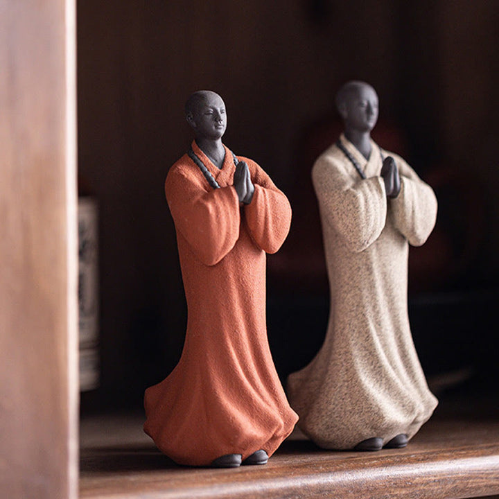 Buddha Stones Medytujący Modlący się Mnich Figurka Ceramiczna Współczucie Spokój Dekoracja Domu - image 10