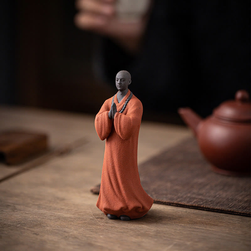 Buddha Stones Medytujący Modlący się Mnich Figurka Ceramiczna Współczucie Spokój Dekoracja Domu - image 5