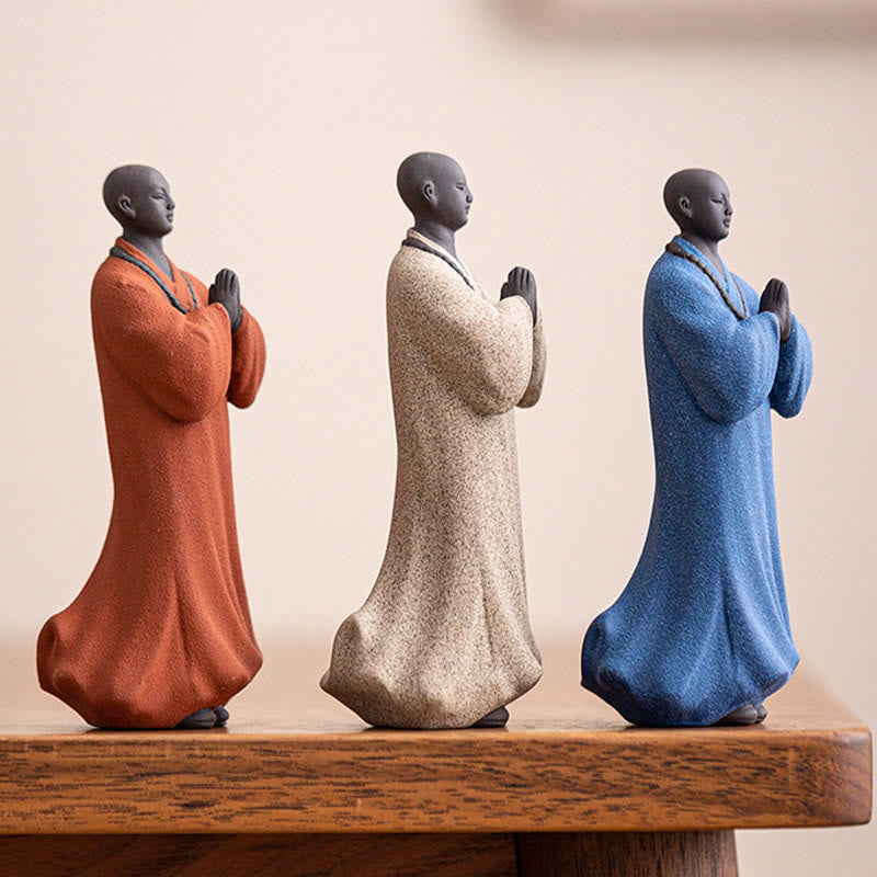 Buddha Stones Medytujący Modlący się Mnich Figurka Ceramiczna Współczucie Spokój Dekoracja Domu - image 3