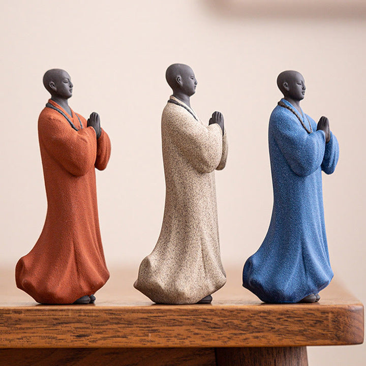 Buddha Stones Medytujący Modlący się Mnich Figurka Ceramiczna Współczucie Spokój Dekoracja Domu - image 3