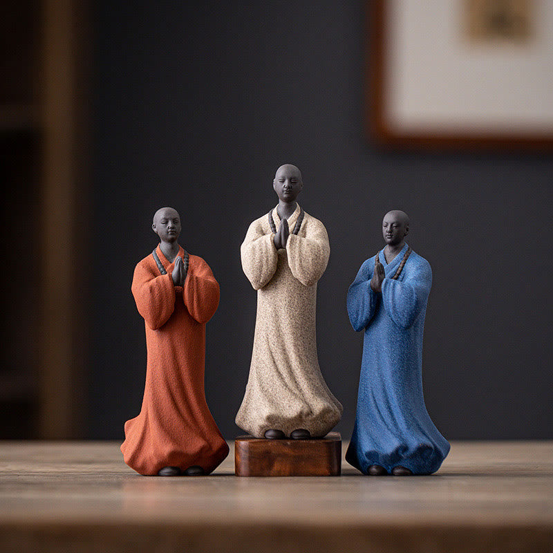 Buddha Stones Medytujący Modlący się Mnich Figurka Ceramiczna Współczucie Spokój Dekoracja Domu - image 1