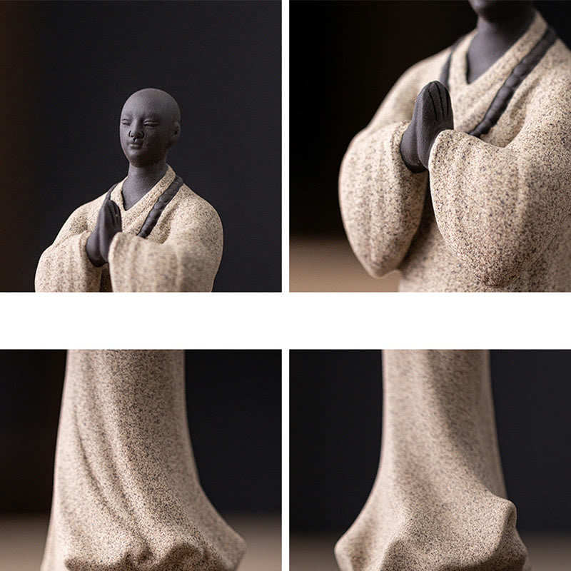 Buddha Stones Medytujący Modlący się Mnich Figurka Ceramiczna Współczucie Spokój Dekoracja Domu - image 18