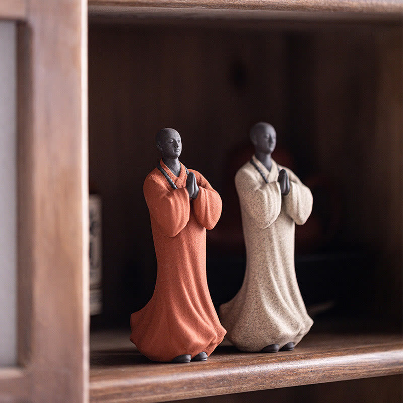 Buddha Stones Medytujący Modlący się Mnich Figurka Ceramiczna Współczucie Spokój Dekoracja Domu - image 7