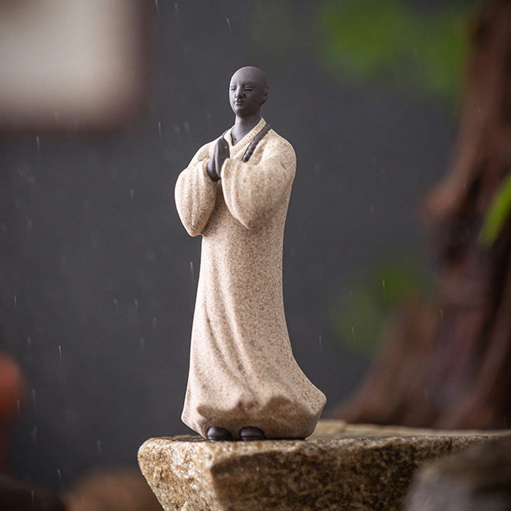 Buddha Stones Medytujący Modlący się Mnich Figurka Ceramiczna Współczucie Spokój Dekoracja Domu - image 12