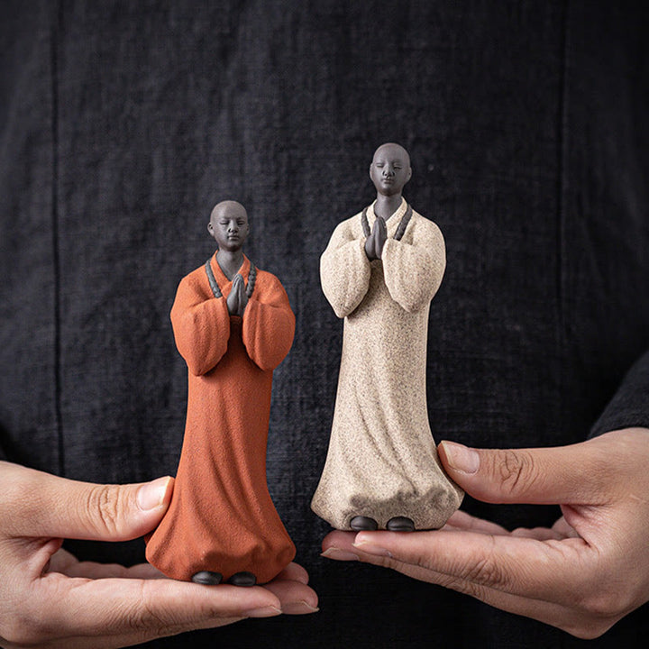 Buddha Stones Medytujący Modlący się Mnich Figurka Ceramiczna Współczucie Spokój Dekoracja Domu - image 8