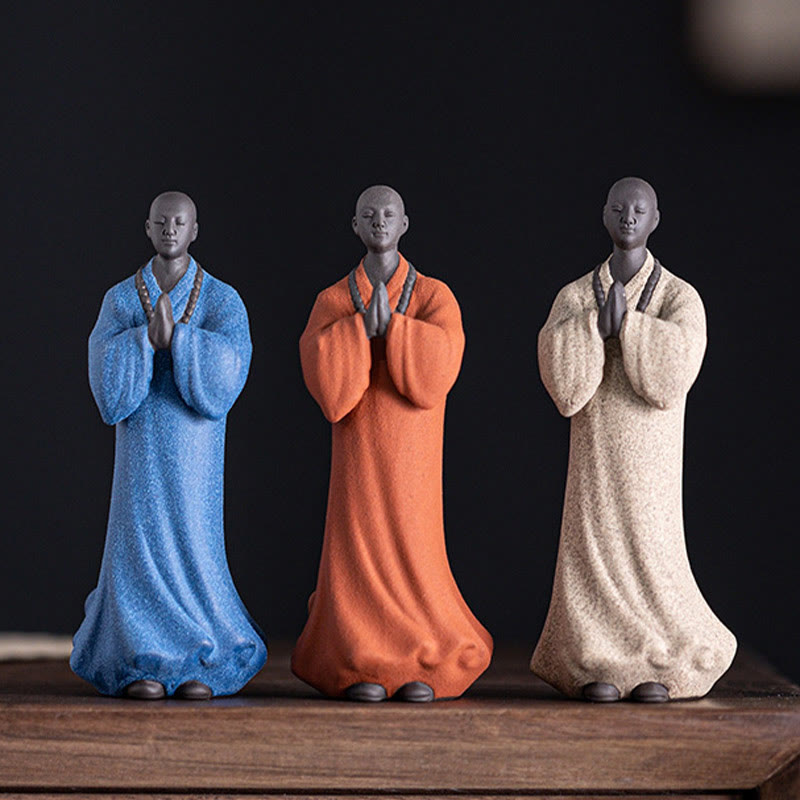 Buddha Stones Medytujący Modlący się Mnich Figurka Ceramiczna Współczucie Spokój Dekoracja Domu - image 0