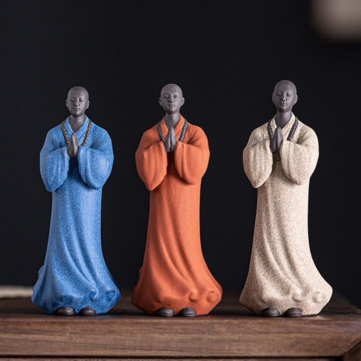 Buddha Stones Medytujący Modlący się Mnich Figurka Ceramiczna Współczucie Spokój Dekoracja Domu - image 0