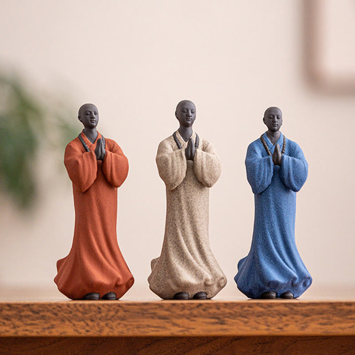 Buddha Stones Medytujący Modlący się Mnich Figurka Ceramiczna Współczucie Spokój Dekoracja Domu - image 2