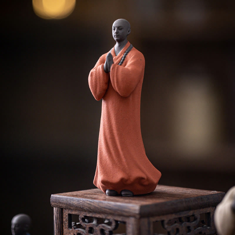 Buddha Stones Medytujący Modlący się Mnich Figurka Ceramiczna Współczucie Spokój Dekoracja Domu - image 6