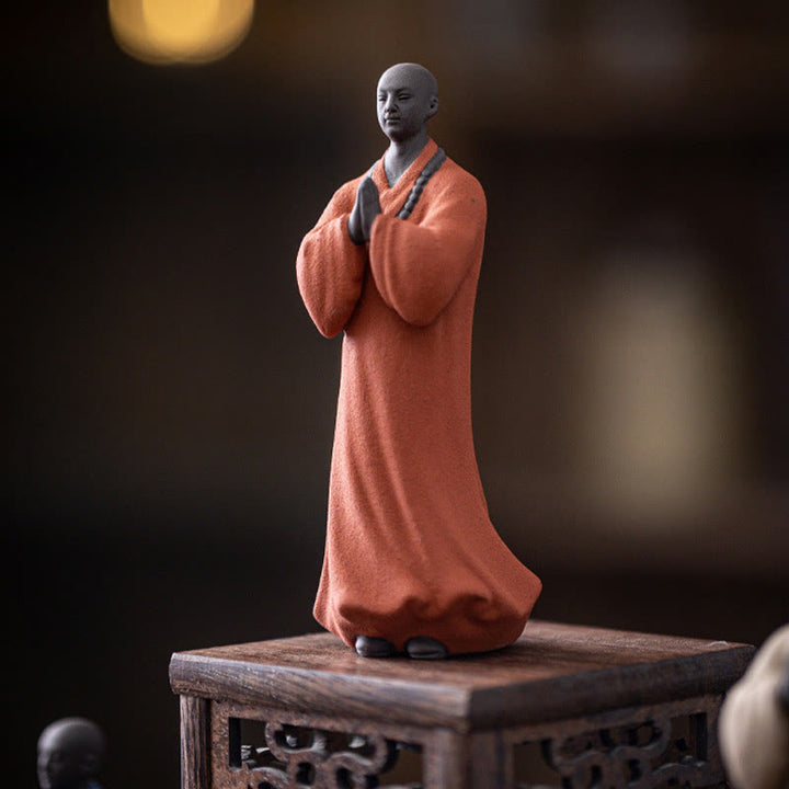 Buddha Stones Medytujący Modlący się Mnich Figurka Ceramiczna Współczucie Spokój Dekoracja Domu - image 6