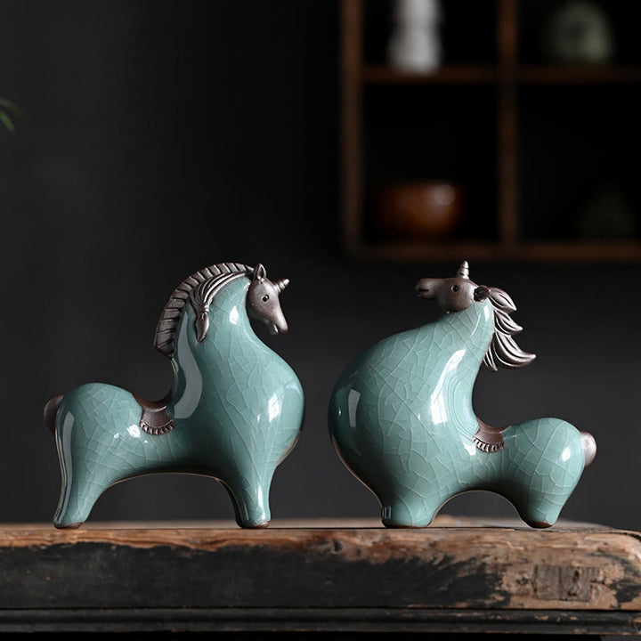 Buddha Stones Głowa W Dół W Górę Koń Ceramiczny Sukces Wolność Dekoracja Domu