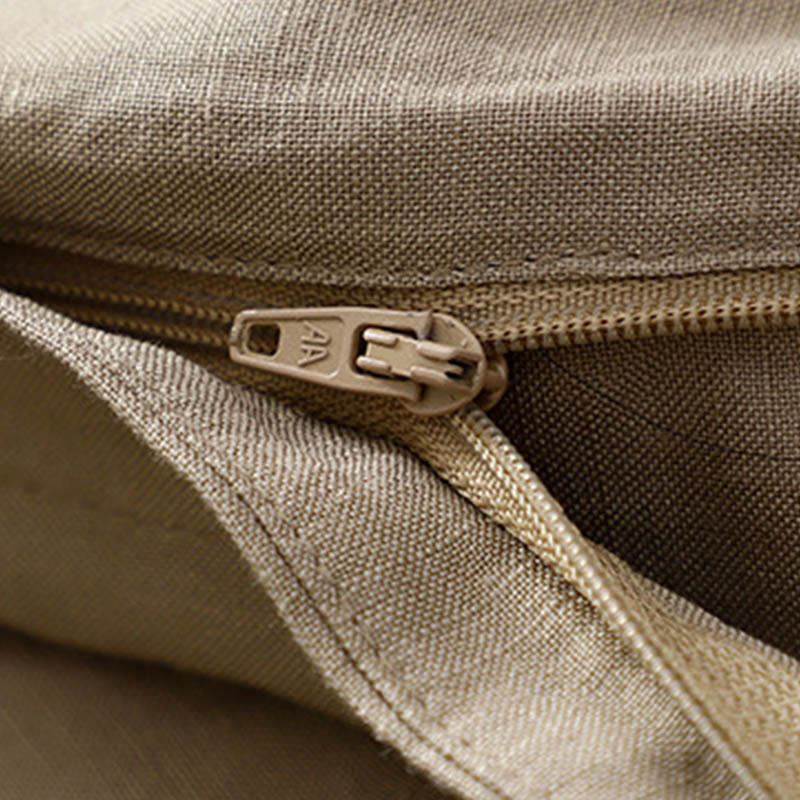 Buddha Stones Jednokolorowe Przód Guziki Tył Elastyczna Bawełna Len Spodnie Damskie Z Kieszeniami - image 19