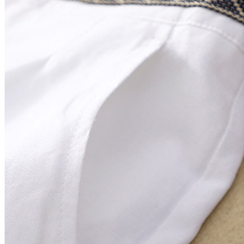 Buddha Stones Jednokolorowe Przód Guziki Tył Elastyczna Bawełna Len Spodnie Damskie Z Kieszeniami - image 27