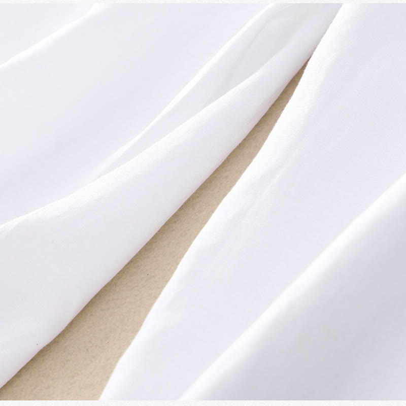 Buddha Stones Jednokolorowe Przód Guziki Tył Elastyczna Bawełna Len Spodnie Damskie Z Kieszeniami - image 28