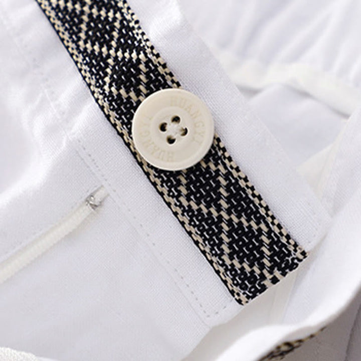 Buddha Stones Jednokolorowe Przód Guziki Tył Elastyczna Bawełna Len Spodnie Damskie Z Kieszeniami - image 26