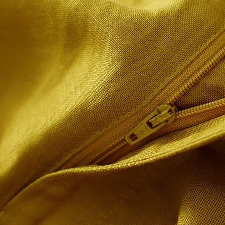 Buddha Stones Jednokolorowe Przód Guziki Tył Elastyczna Bawełna Len Spodnie Damskie Z Kieszeniami - image 14