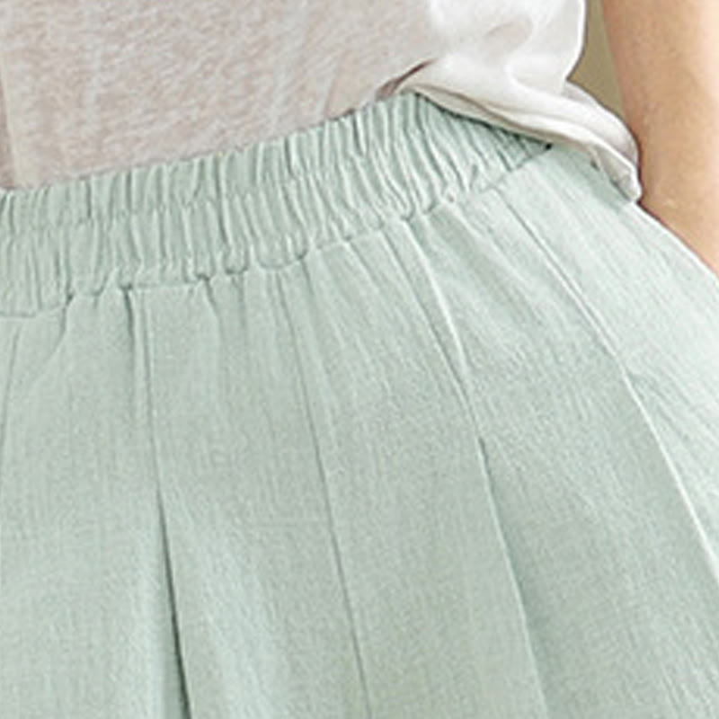 Buddha Stones Casual Jednokolorowe Zwężane Elastyczne Spodnie Damskie Z Kieszeniami Bawełniano-Lniane - image 34