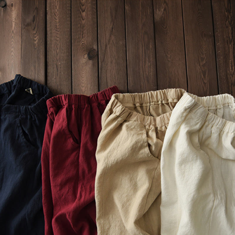 Buddha Stones Casual Jednokolorowy Elastyczny Pas Spodnie Damskie Z Kieszeniami Podszyte Polarem Bawełniane Ramie - image 50