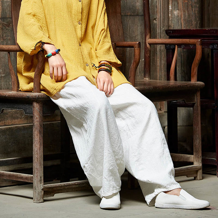 Buddha Stones Casual Jednokolorowy Elastyczny Pas Spodnie Damskie Z Kieszeniami Podszyte Polarem Bawełniane Ramie - image 26