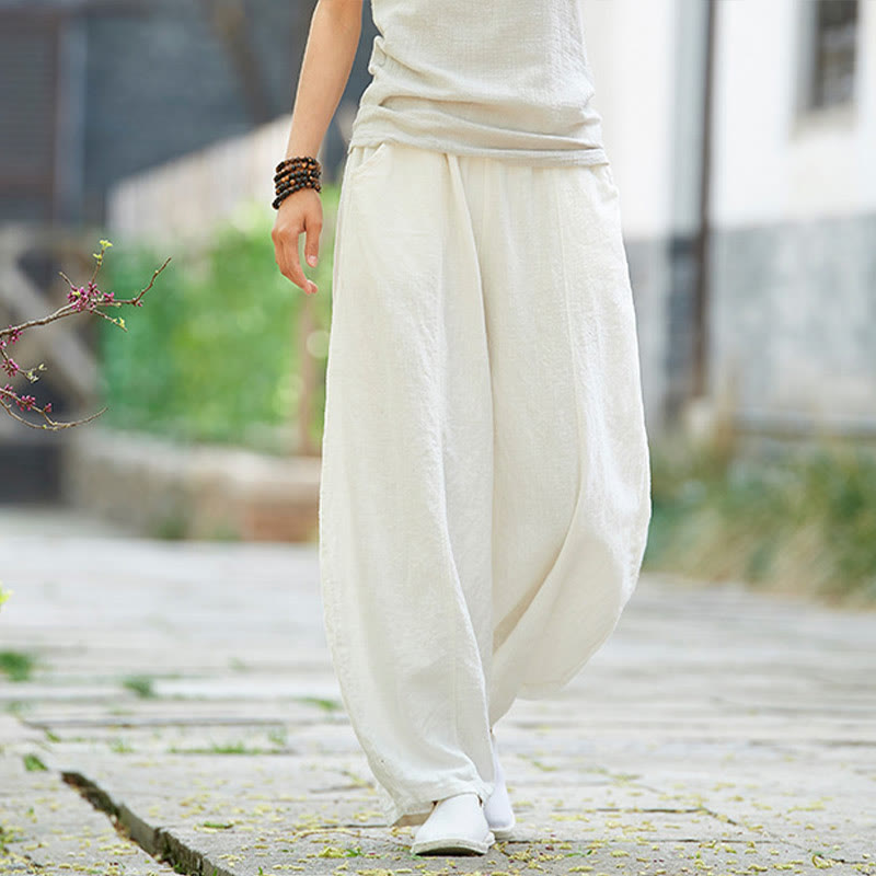 Buddha Stones Casual Jednokolorowy Elastyczny Pas Spodnie Damskie Z Kieszeniami Podszyte Polarem Bawełniane Ramie - image 23