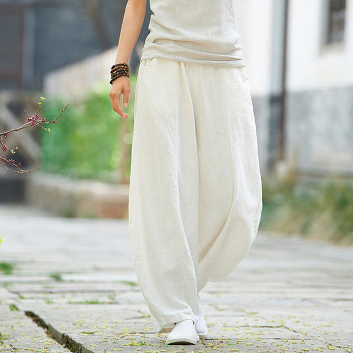 Buddha Stones Casual Jednokolorowy Elastyczny Pas Spodnie Damskie Z Kieszeniami Podszyte Polarem Bawełniane Ramie - image 23