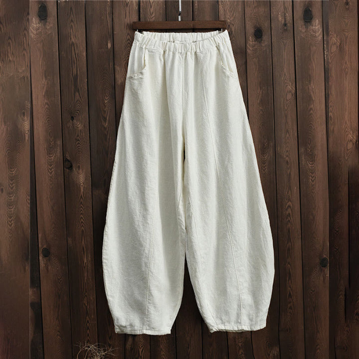 Buddha Stones Casual Jednokolorowy Elastyczny Pas Spodnie Damskie Z Kieszeniami Podszyte Polarem Bawełniane Ramie - image 27