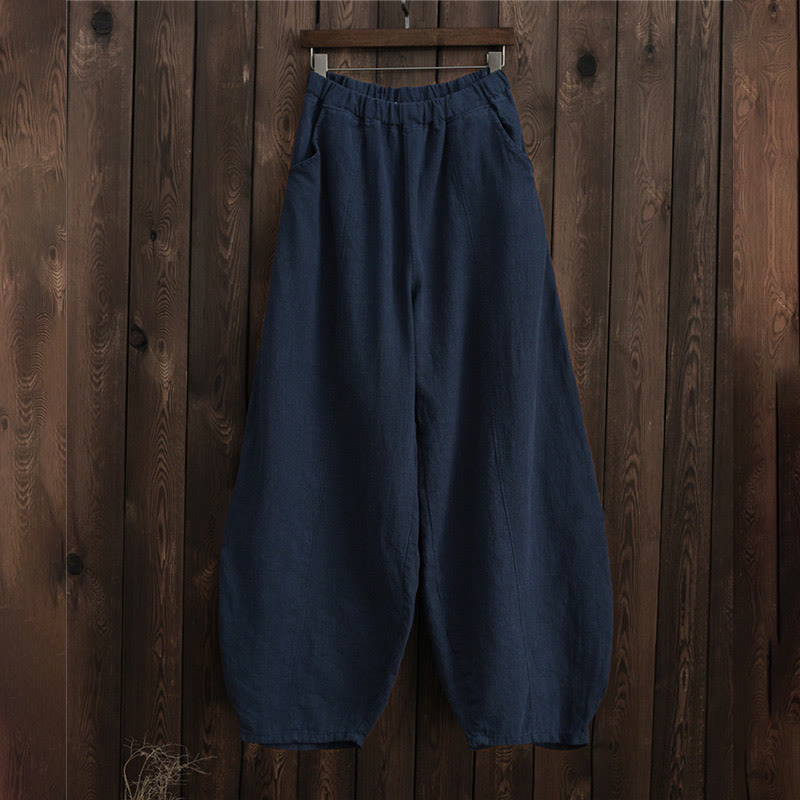 Buddha Stones Casual Jednokolorowy Elastyczny Pas Spodnie Damskie Z Kieszeniami Podszyte Polarem Bawełniane Ramie - image 35