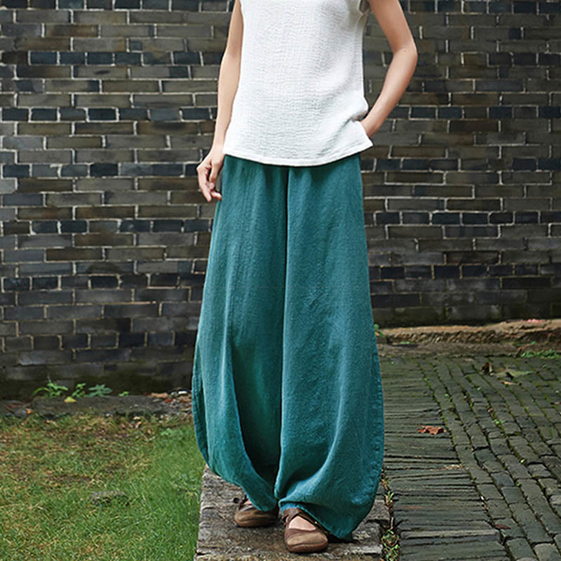 Buddha Stones Casual Jednokolorowy Elastyczny Pas Spodnie Damskie Z Kieszeniami Podszyte Polarem Bawełniane Ramie - image 46