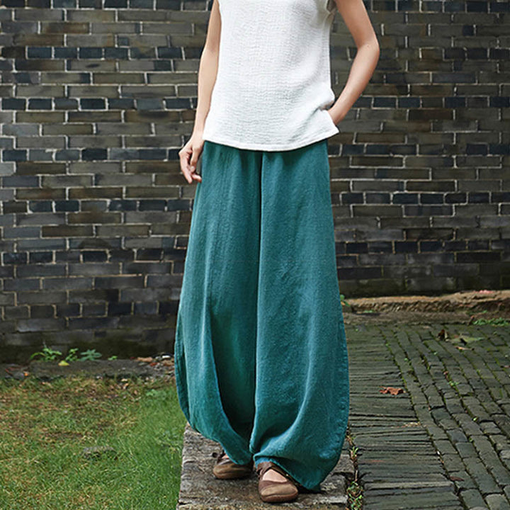 Buddha Stones Casual Jednokolorowy Elastyczny Pas Spodnie Damskie Z Kieszeniami Podszyte Polarem Bawełniane Ramie - image 46