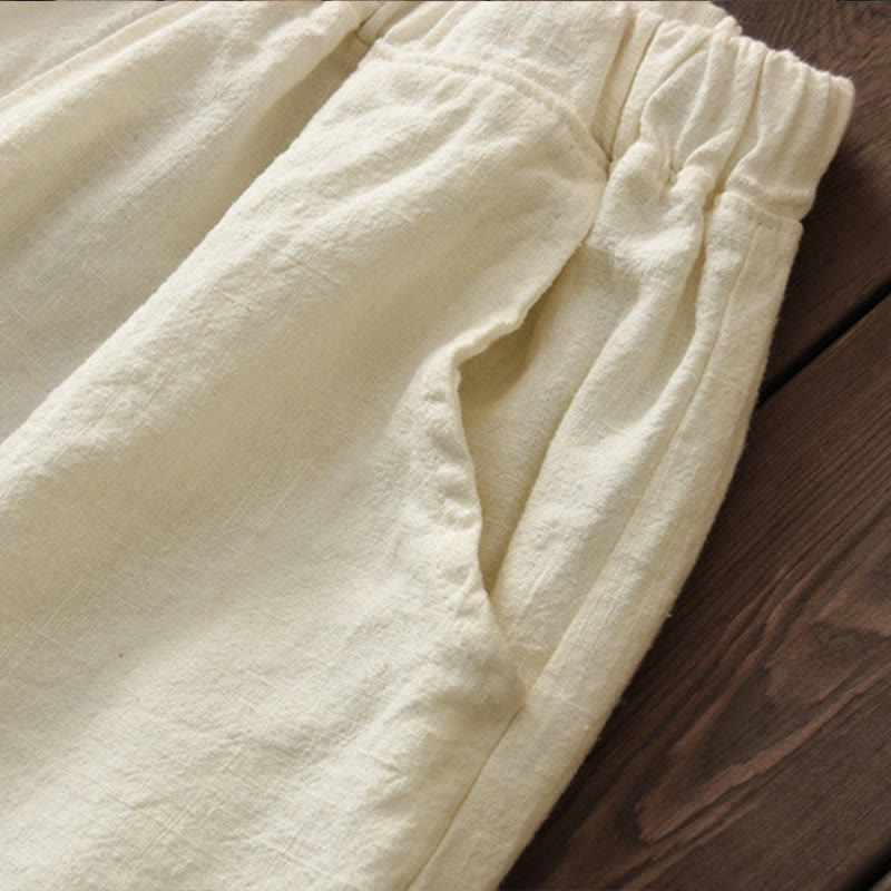 Buddha Stones Casual Jednokolorowy Elastyczny Pas Spodnie Damskie Z Kieszeniami Podszyte Polarem Bawełniane Ramie - image 10