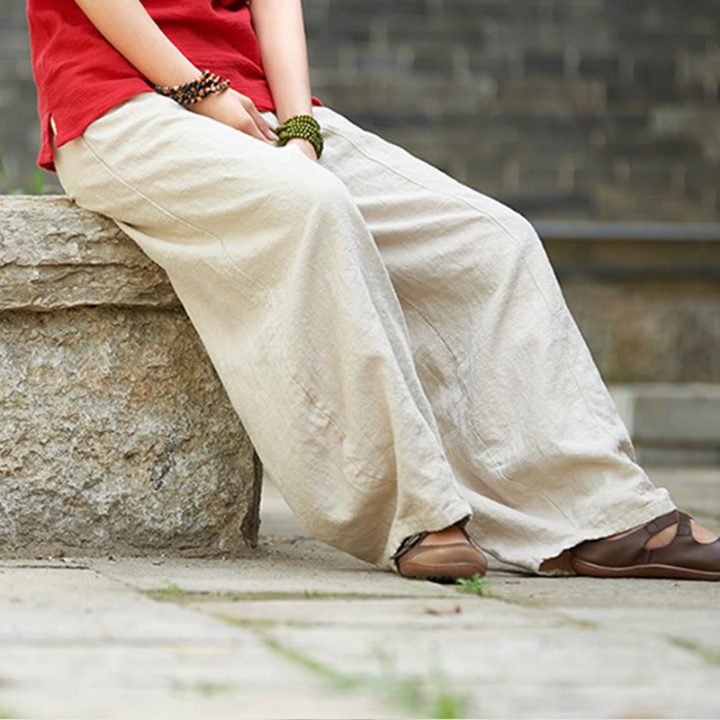 Buddha Stones Casual Jednokolorowy Elastyczny Pas Spodnie Damskie Z Kieszeniami Podszyte Polarem Bawełniane Ramie - image 5