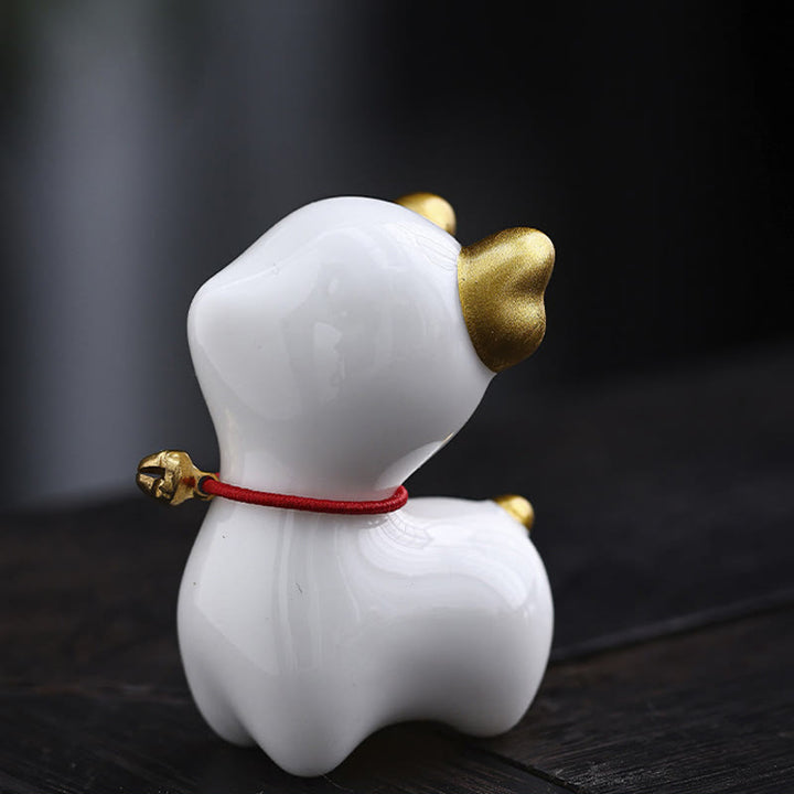 Buddha Stones Mini Jeleń Herbata Zwierzę Ceramiczne Figurka Dekoracja Biurka Domowego - Biały Jeleń 4*2,7*5,3cm - image 1