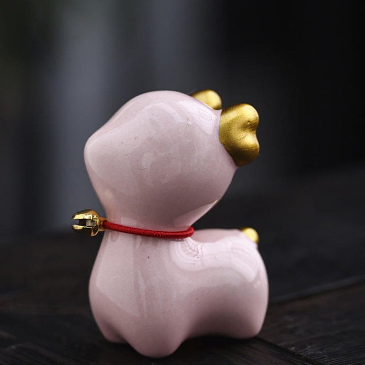 Buddha Stones Mini Jeleń Herbata Zwierzę Ceramiczne Figurka Dekoracja Biurka Domowego - Różowy Jeleń 4*2,7*5,3 cm - image 20