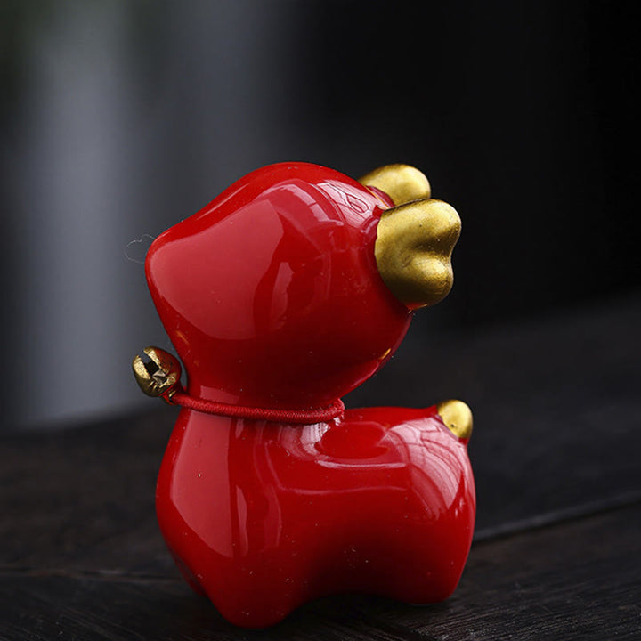 Buddha Stones Mini Jeleń Herbata Zwierzę Ceramiczne Figurka Dekoracja Biurka Domowego