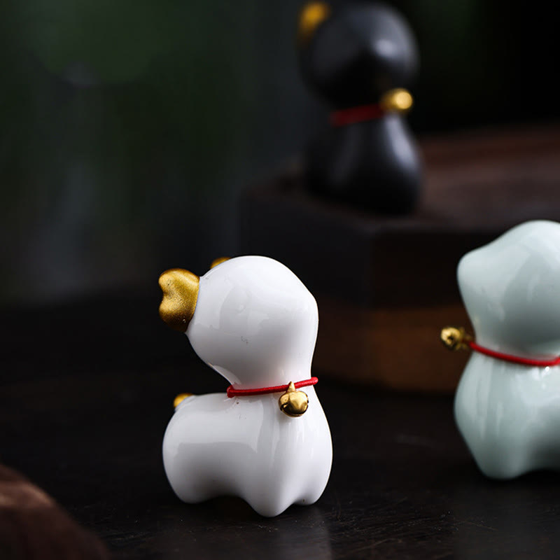 Buddha Stones Mini Jeleń Herbata Zwierzę Ceramiczne Figurka Dekoracja Biurka Domowego