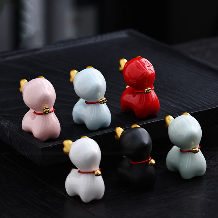 Buddha Stones Mini Jeleń Herbata Zwierzę Ceramiczne Figurka Dekoracja Biurka Domowego
