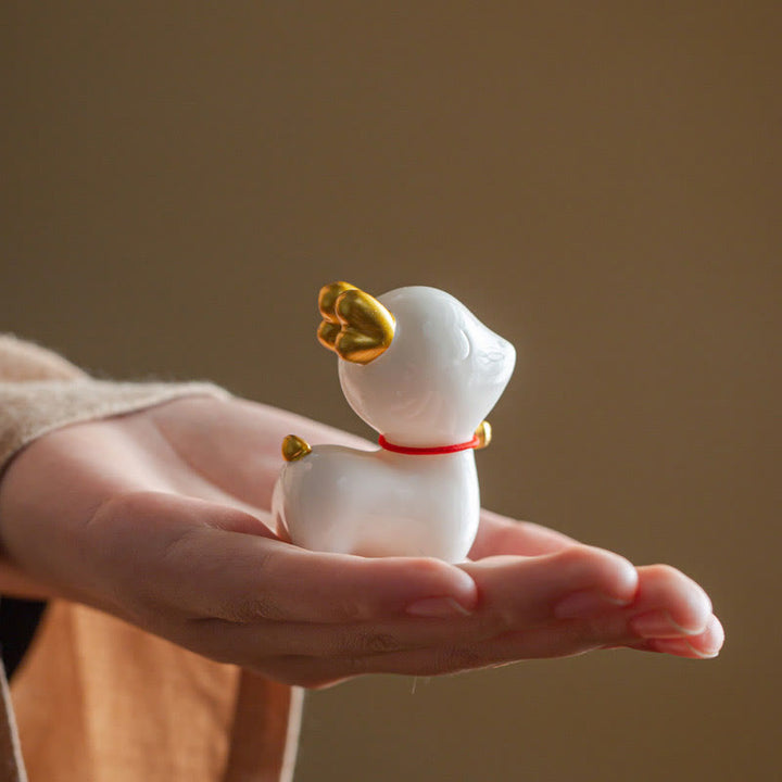 Buddha Stones Mini Jeleń Herbata Zwierzę Ceramiczne Figurka Dekoracja Biurka Domowego
